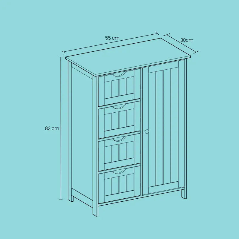 ™Cabinara | ארון אמבטיה – עיצוב מודרני, 4 מגירות, מדף מתכוונן