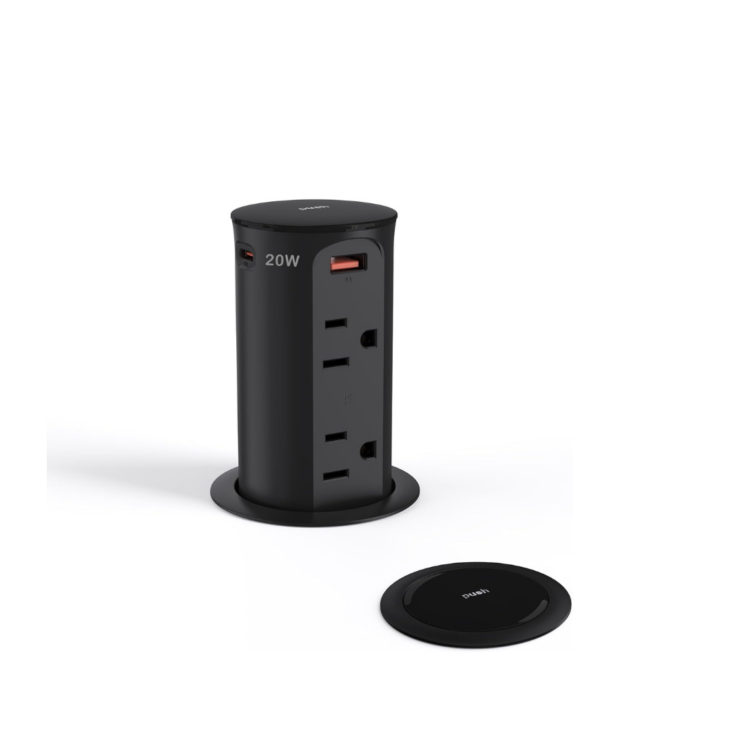 ™Noran | שקע פופ-אפ – 4 שקעים, 4 יציאות USB, טעינה מהירה, הגנה בפני חבלה