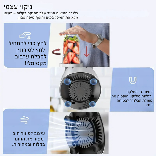™Frovia | בלנדר שייקים 15 חלקים – בלנדר אישי ומשחזה עם מברשת ניקוי