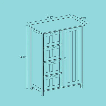™Cabinara | ארון אמבטיה – עיצוב מודרני, 4 מגירות, מדף מתכוונן