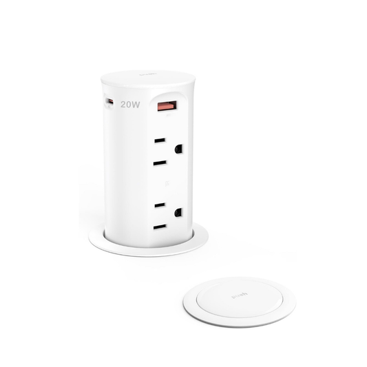 ™Noran | שקע פופ-אפ – 4 שקעים, 4 יציאות USB, טעינה מהירה, הגנה בפני חבלה