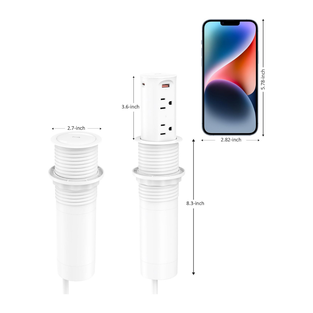 ™Noran | שקע פופ-אפ – 4 שקעים, 4 יציאות USB, טעינה מהירה, הגנה בפני חבלה