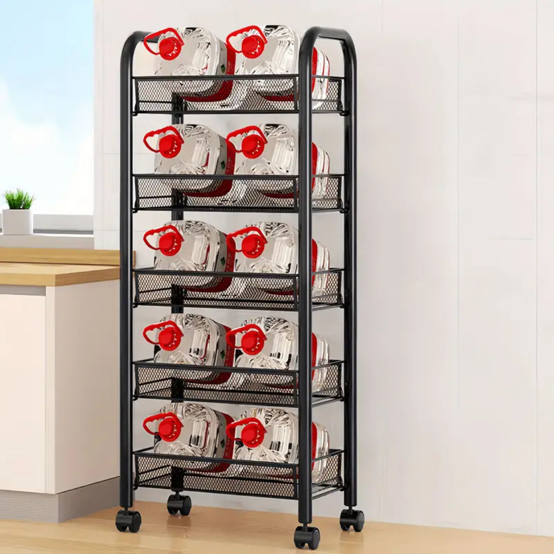 ™Netzer | עגלת רשת מתכתית רב-תכליתית – 3–4 קומות לבחירה, גלגלים ננעלים, אידיאלית למטבח, בית או משרד