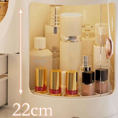 ™Glamora | מארגן איפור מסתובב עם מראה ו-2 מגירות – קופסת קוסמטיקה וטיפוח