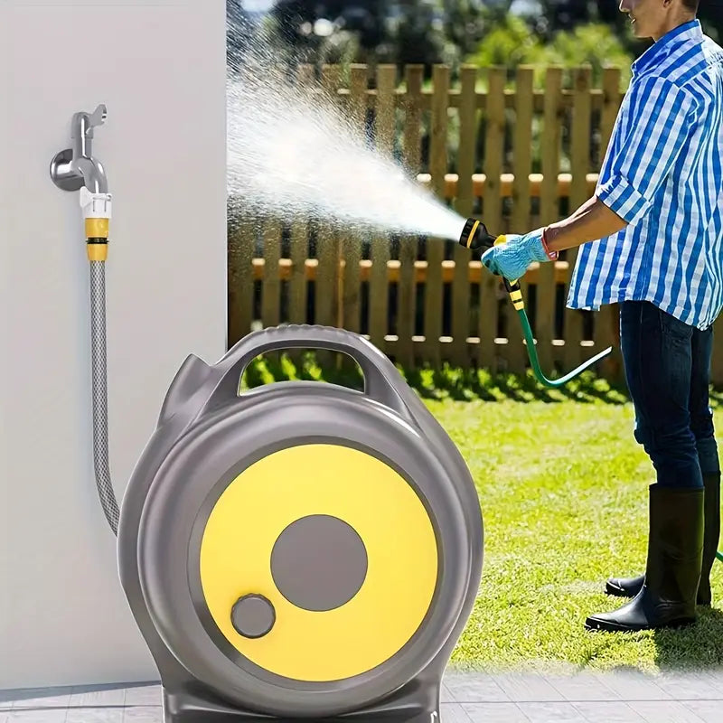 ™Hydora | סט צינור השקיה נייד הכל כלול – עם מתז, אקדח לחץ ומערכת סליל אוטומטית