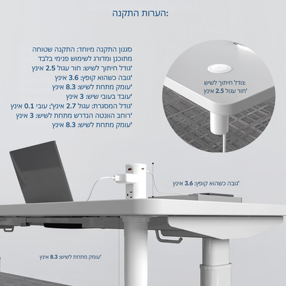 ™Noran | שקע פופ-אפ – 4 שקעים, 4 יציאות USB, טעינה מהירה, הגנה בפני חבלה