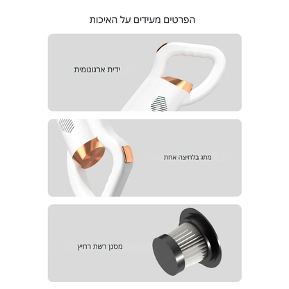 ™Swiftor | שואב אבק אלחוטי – עוצמת שאיבה 6000PA, נייד לבית ולרכב